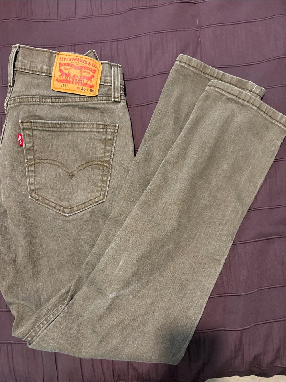 Levi's Olive-Tan Straight Leg Jeans with Red Tab